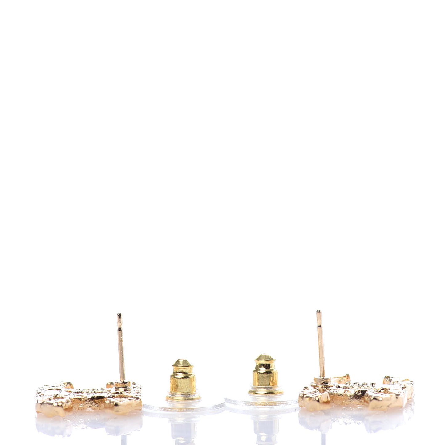 Metal Textured CC Earrings Gold