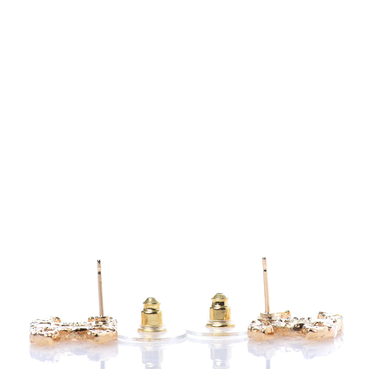 Chanel Metal Textured CC Earrings Gold 3 of 4