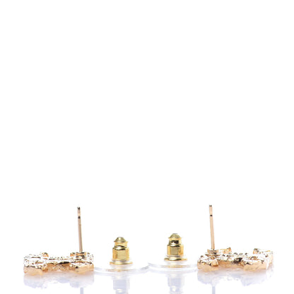 Chanel Metal Textured CC Earrings Gold 3 of 4