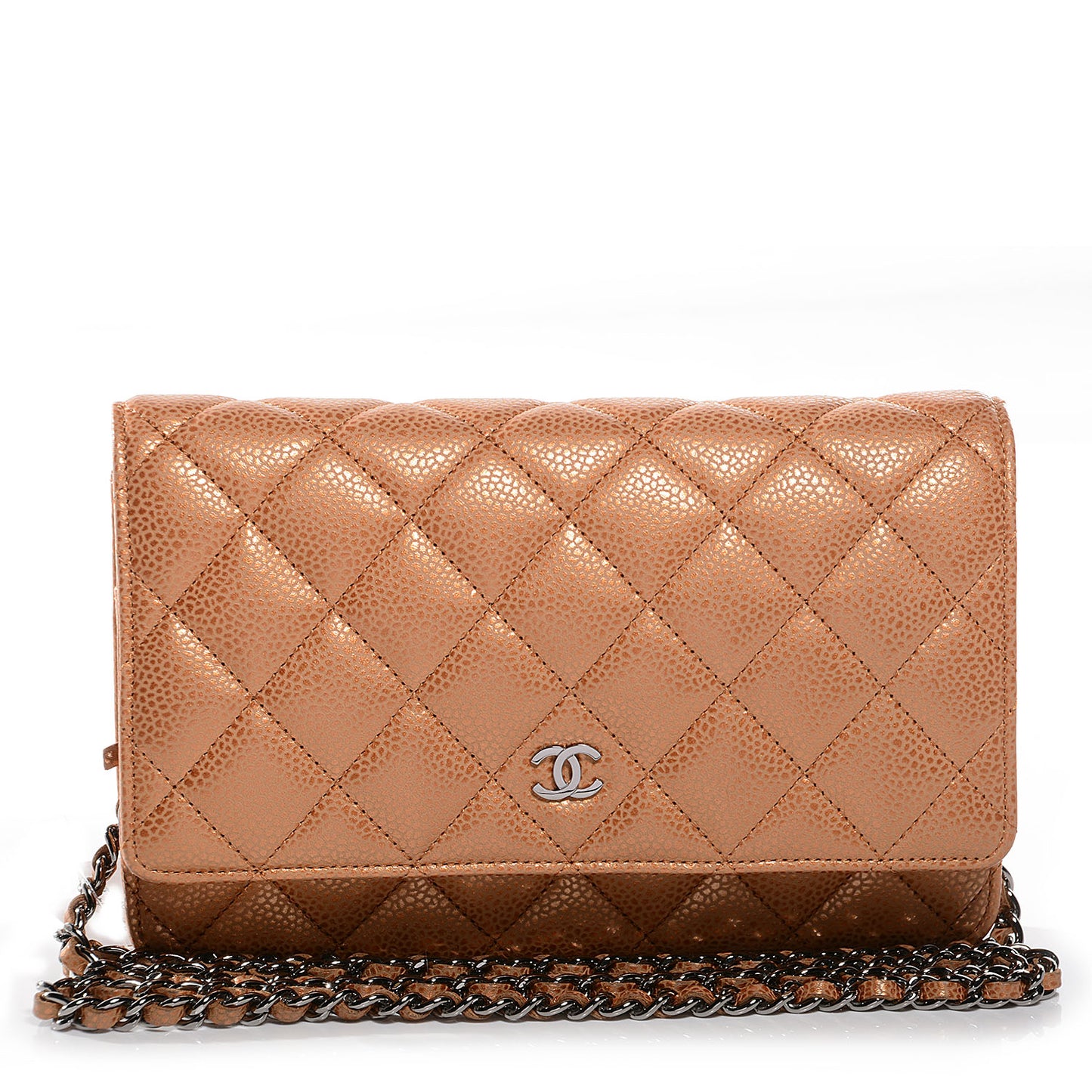 Caviar Quilted Wallet On Chain WOC Metallic Copper