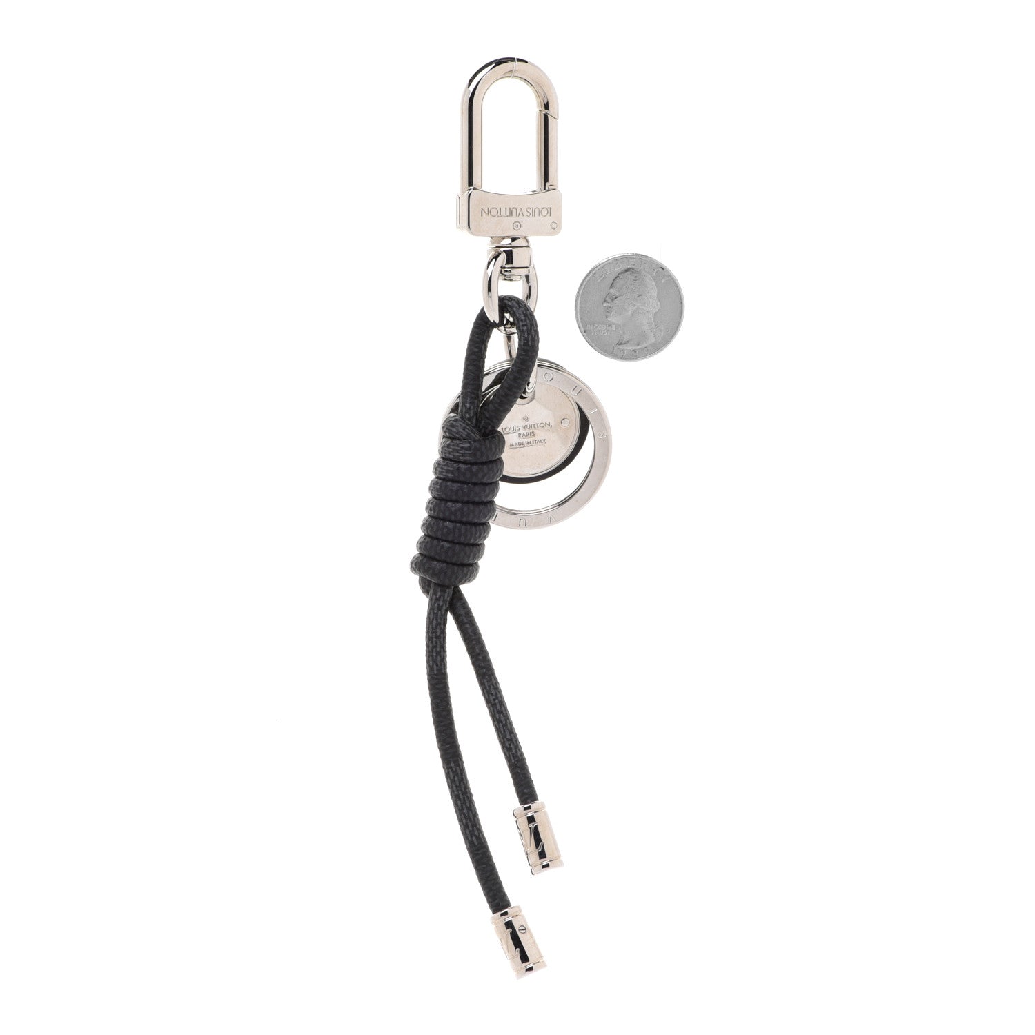 Louis Vuitton Palladium Damier Graphite Rope Bag Charm Key Holder 2 of 6