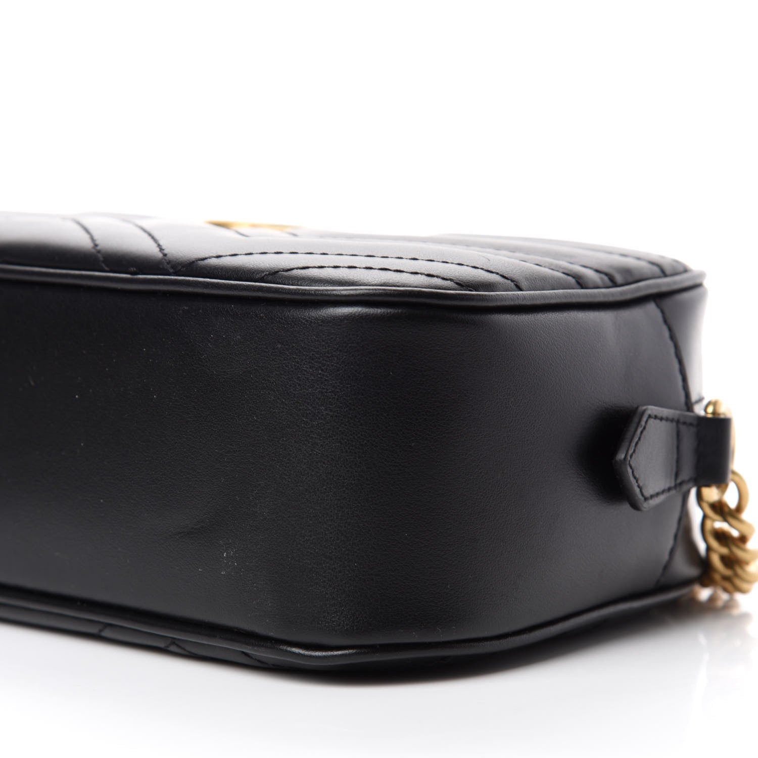 Gucci Calfskin Matelasse Small GG Marmont Chain Shoulder Bag Black 7 of 10