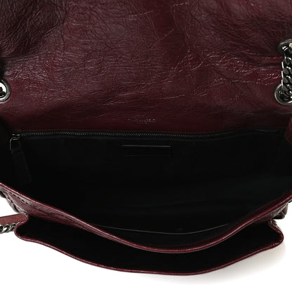Saint Laurent Crinkled Calfskin Matelasse Monogram Large Niki Chain Satchel Rouge Legion 10 of 21