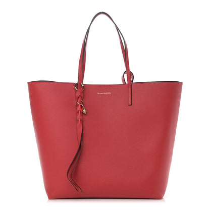 Alexander McQueen Grained Calfskin Skull Open Shopper Tote Red 3 of 13