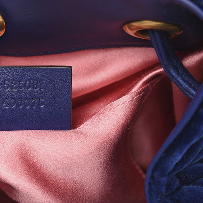 Gucci Velvet Matelasse GG Marmont Bucket Bag Cobalt Blue 7 of 12