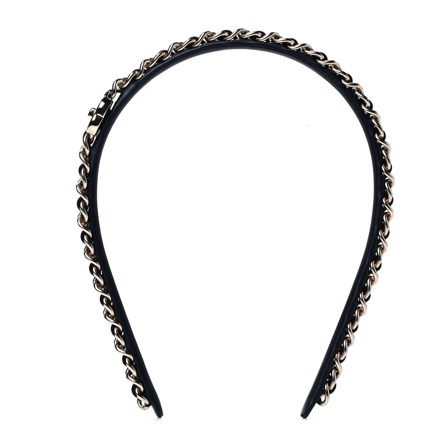 Chanel Metal Lambskin CC Turnlock Chain Headband Gold Black 1 of 3