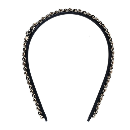 Chanel Metal Lambskin CC Turnlock Chain Headband Gold Black 1 of 3