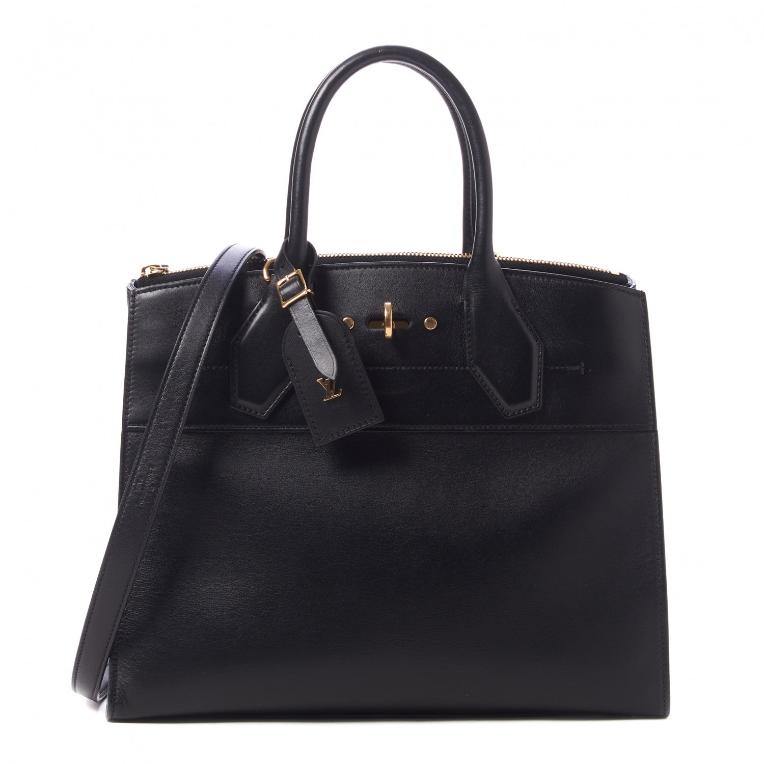 Louis Vuitton Calfskin City Steamer MM Black 1 of 8