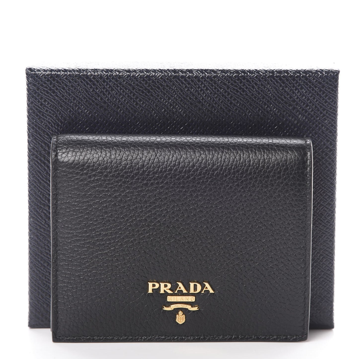 Vitello Daino Small Bi-Fold Wallet Black Fuoco