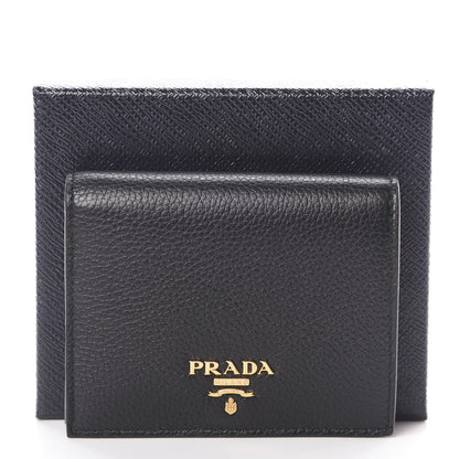 Prada Vitello Daino Small Bi-Fold Wallet Black Fuoco 8 of 8
