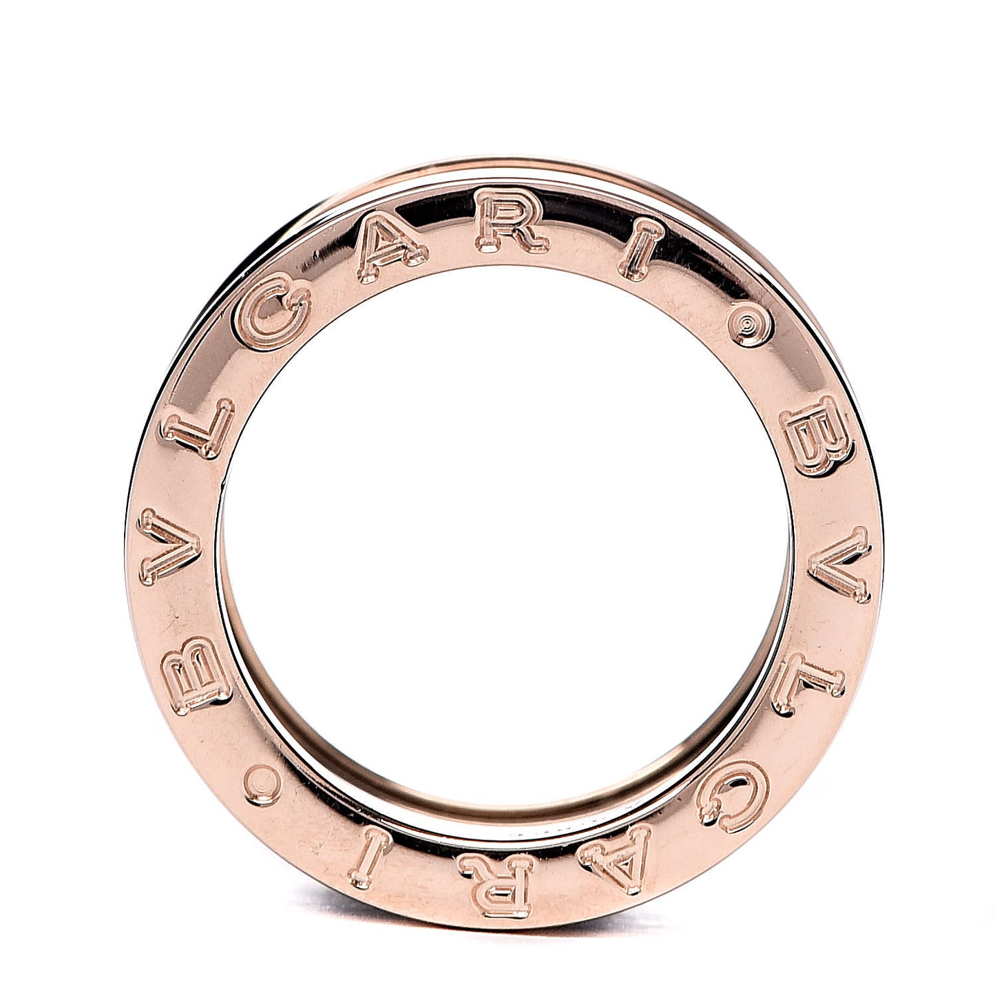 18K Rose Gold Black Ceramic B.Zero1 Four-Band Ring 48 4.5