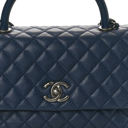 Chanel Caviar Lizard Embossed Quilted Small Coco Handle Flap Navy Blue 8 of 10