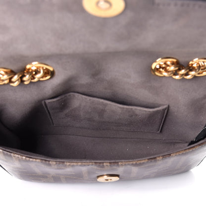 Fendi Glazed Fabric Vitello Century FF 1974 Stamp Patch Mini Double F Crossbody Bag Mogano Panna Black 5 of 9