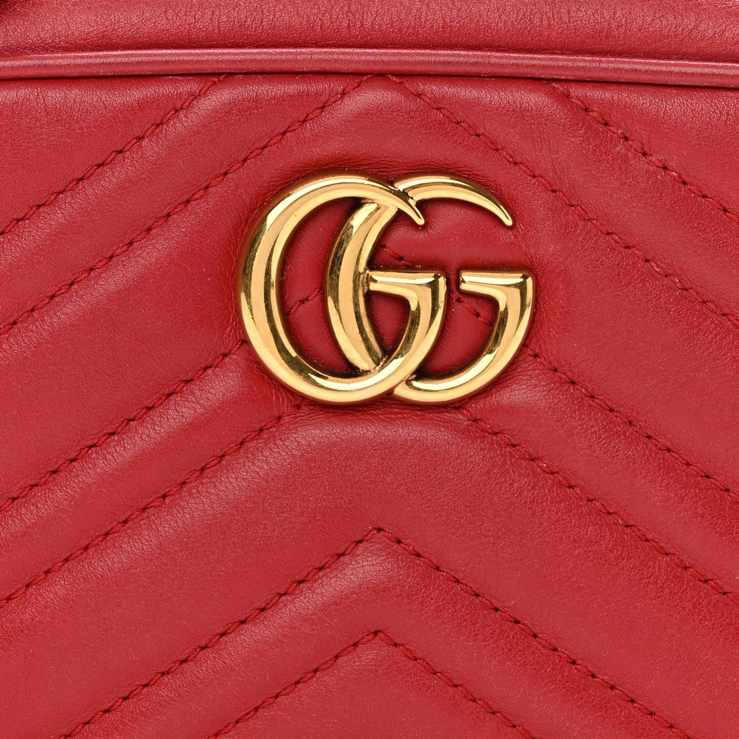 Gucci Calfskin Matelasse Mini GG Marmont Chain Shoulder Bag Hibiscus Red 8 of 12