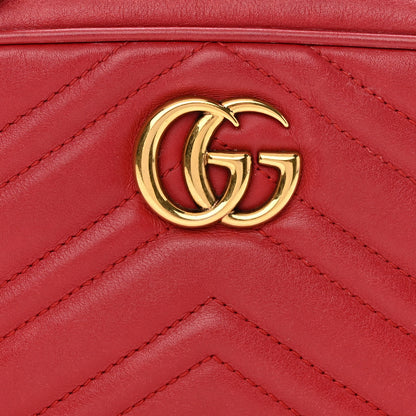 Gucci Calfskin Matelasse Mini GG Marmont Chain Shoulder Bag Hibiscus Red 8 of 12