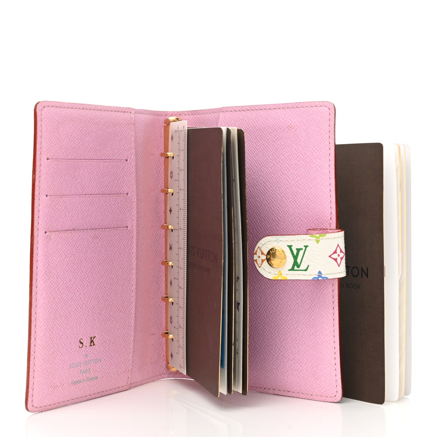 Louis Vuitton Monogram Multicolor Small Ring Agenda Cover White Litchi 5 of 8