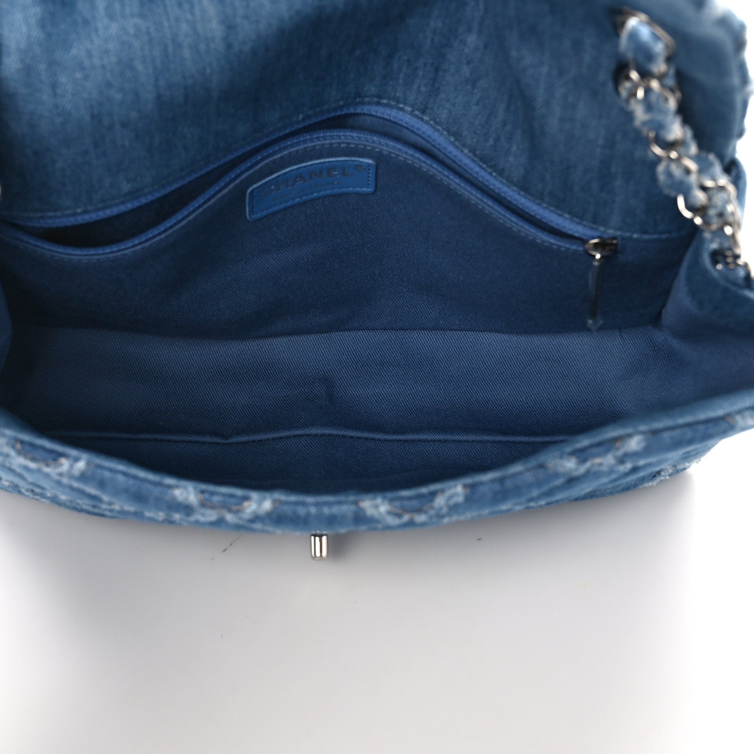 Chanel Denim Quilted Large Distressed Single Flap Blue 4 of 14
