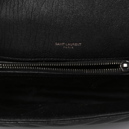 Saint Laurent Sheepskin Matelasse Chevron Monogram Medium College Bag Black 5 of 7
