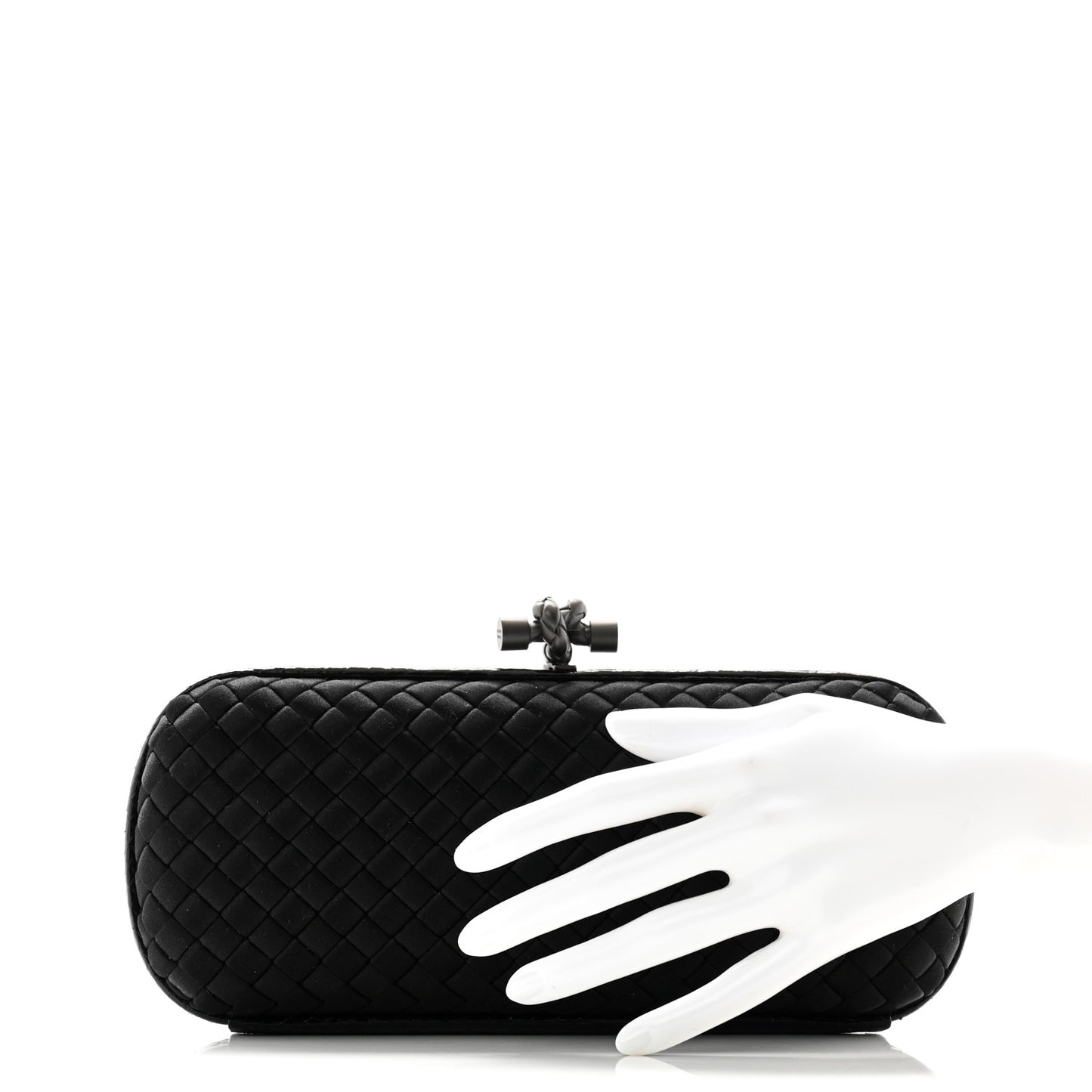 Satin Ayers Intreccio Impero Stretch Knot Clutch Black