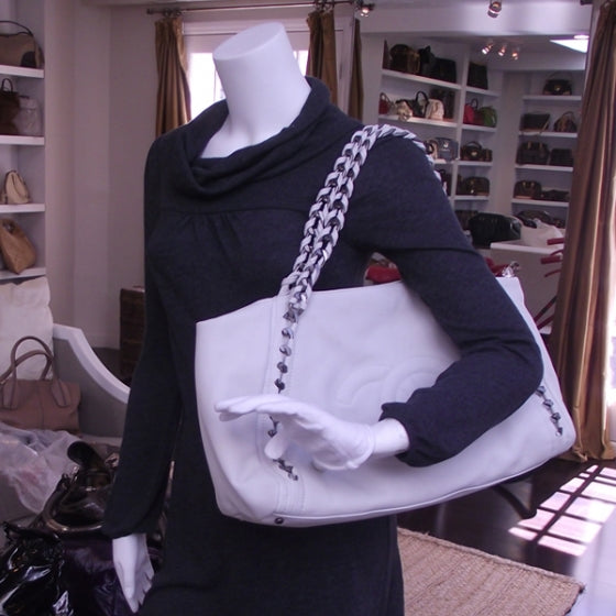 Leather Luxe Ligne Modern Chain Tote