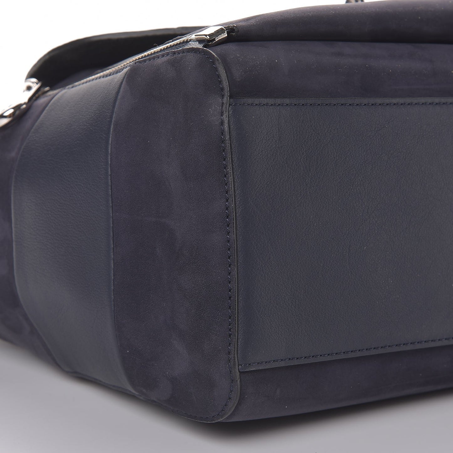Silky Calf Nubuck Stripe Small Willow Tote Midnight Blue