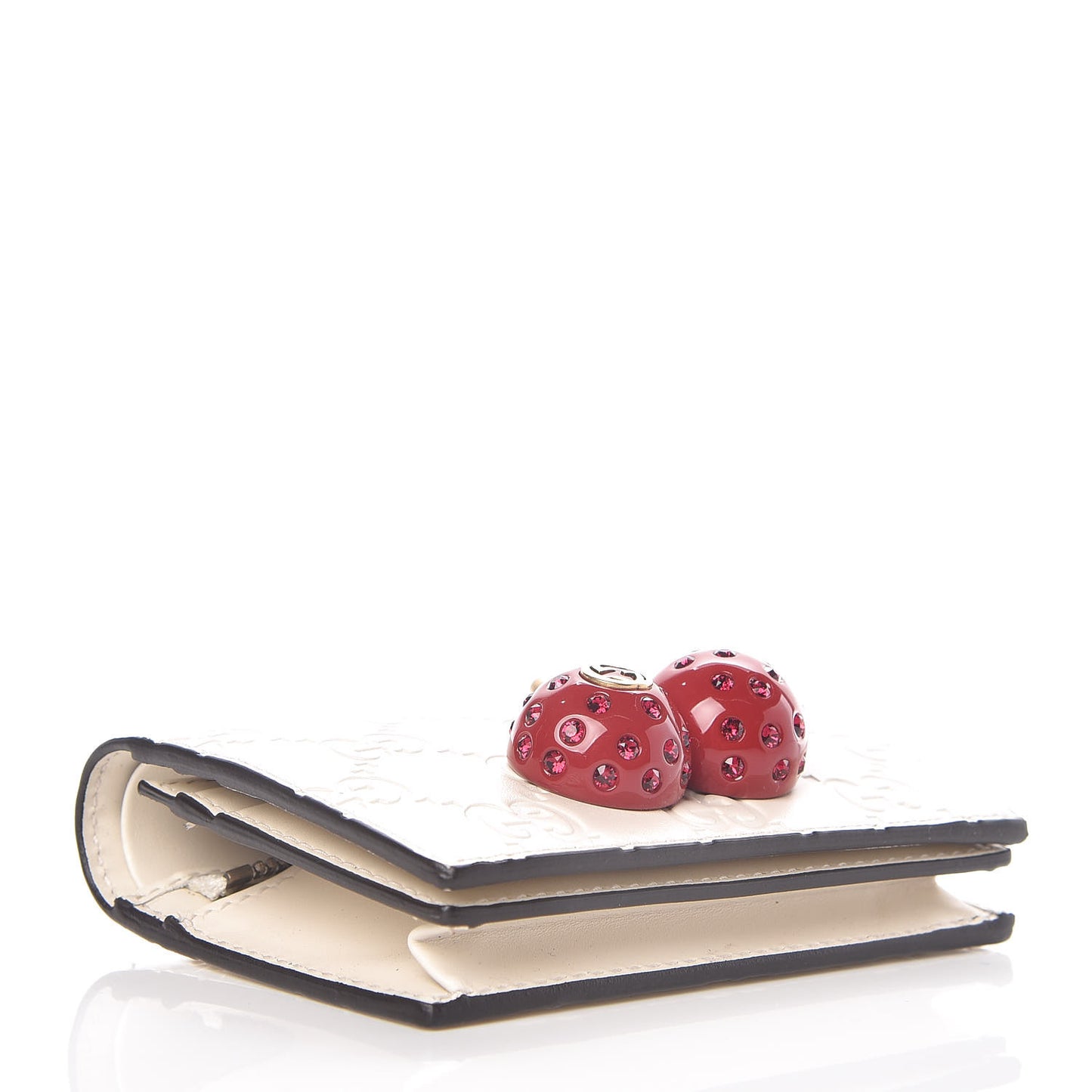 Guccissima Cherries Card Case Wallet White