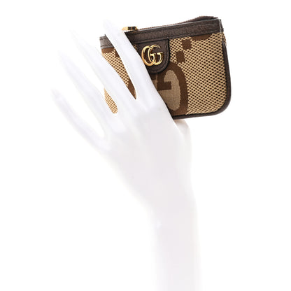 Gucci Monogram Jumbo GG Textured Dollar Calfskin Ophidia Key Case Camel Ebony New Acero 3 of 9