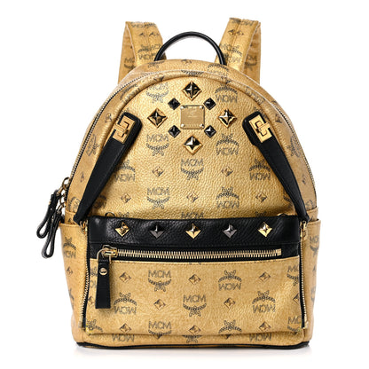 MCM Metallic Visetos Studded Small Dual Stark Backpack Gold 1 of 17