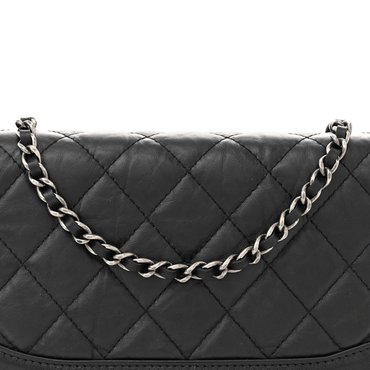 Chanel Aged Calfskin Quilted Gabrielle Wallet On Chain WOC Black 8 of 11