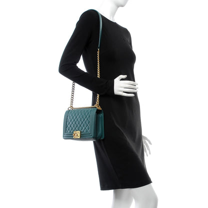 Chanel Caviar Quilted Medium Boy Flap Dark Green 2 of 9