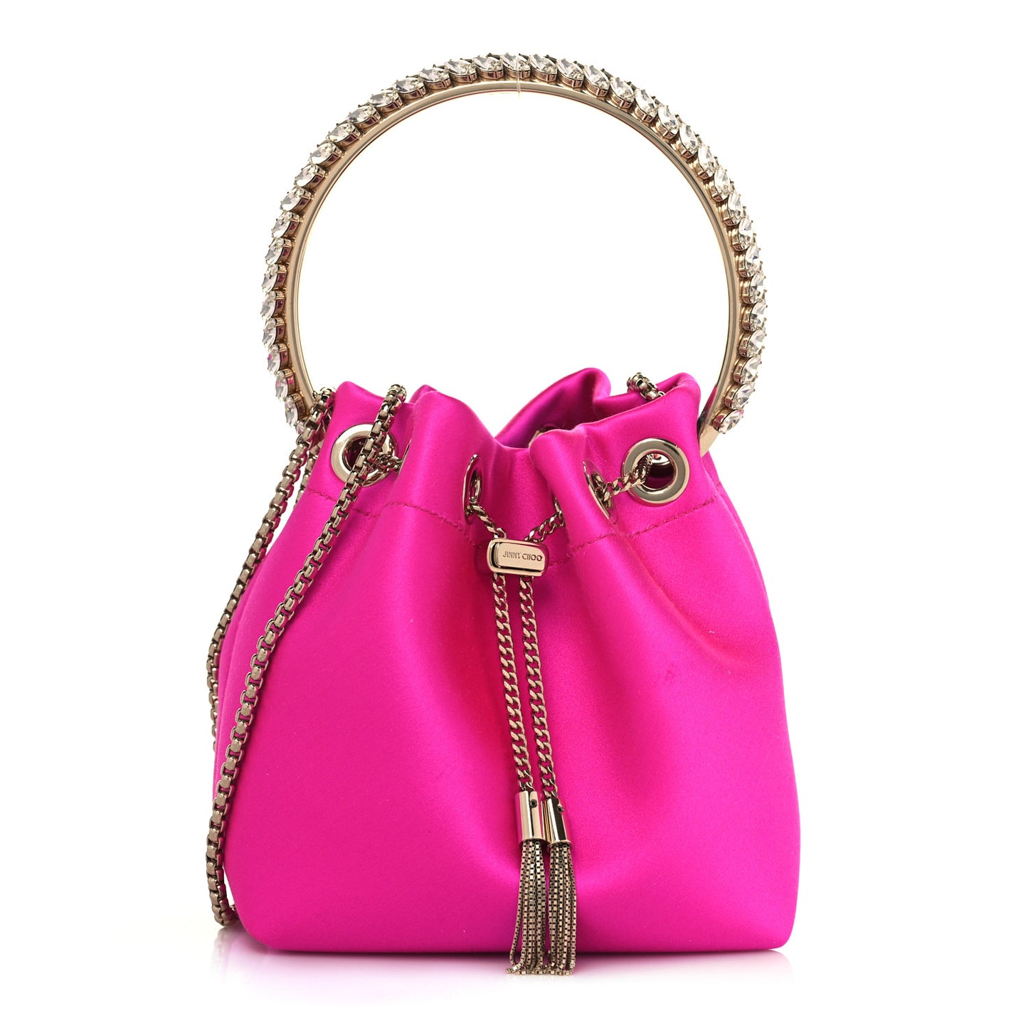 Satin Crystal Embellished Bon Bon Bag Fuchsia