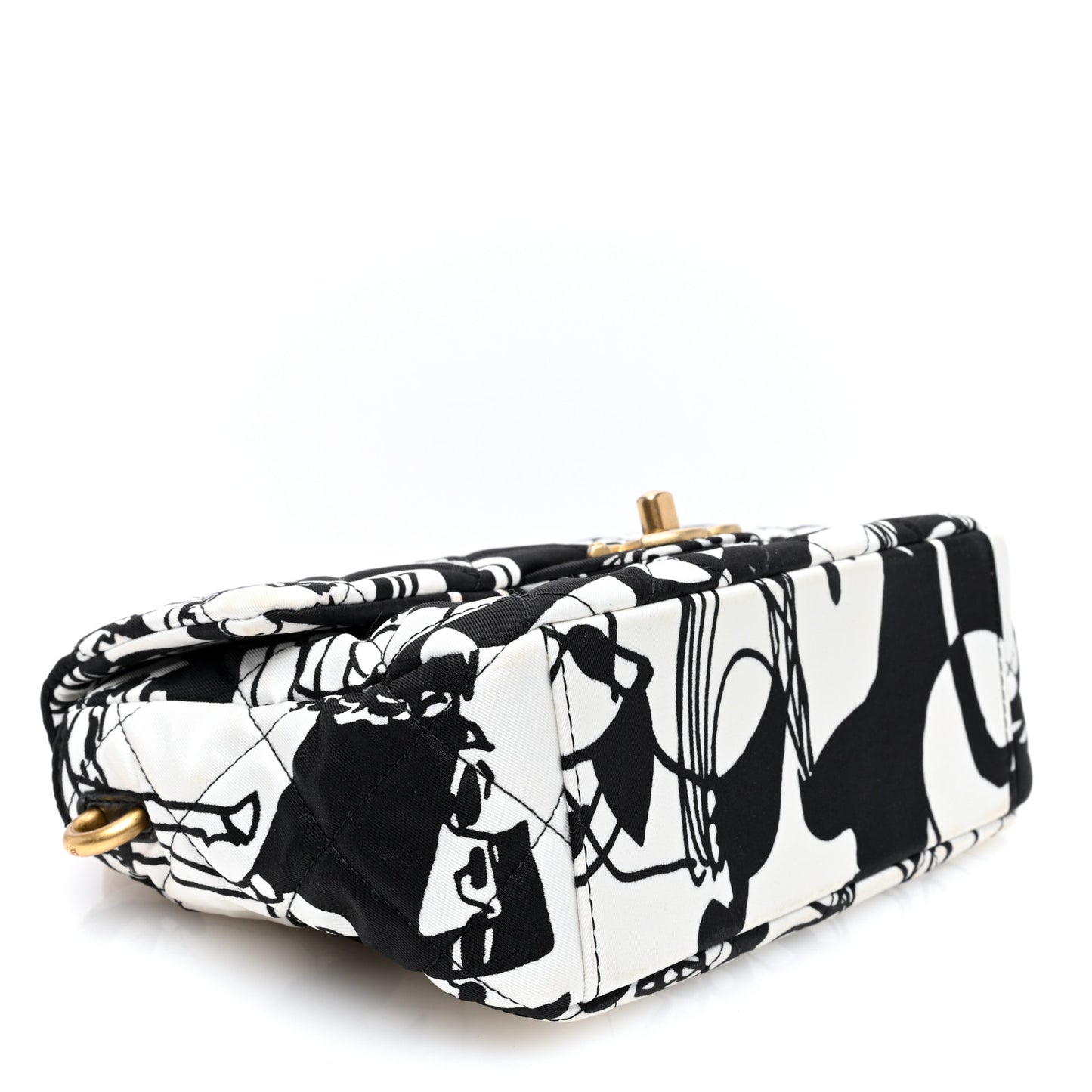 Canvas Printed Deer Coco Mini Single Flap White Black