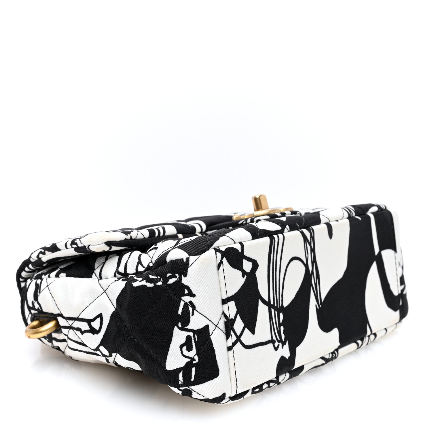 Chanel Canvas Printed Deer Coco Mini Single Flap White Black 4 of 10