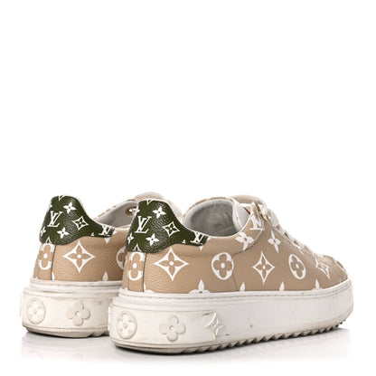 Louis Vuitton Monogram Giant Time Out Sneakers 36 Kaki White Beige 4 of 19