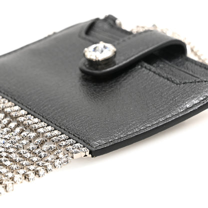 Miu Miu Goatskin Madras Crystal Card Holder Fringe Crossbody Black 10 of 11