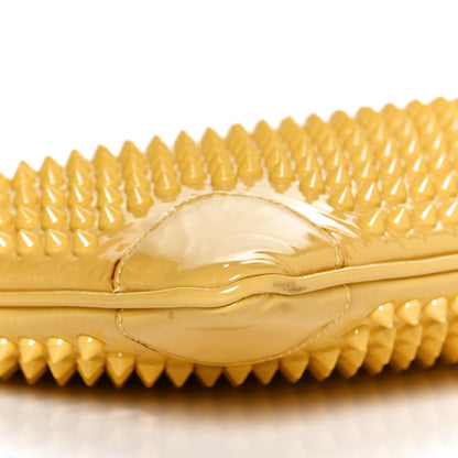 Christian Louboutin Patent Calfskin Studded Loubiposh Chain Clutch Yellow 9 of 14