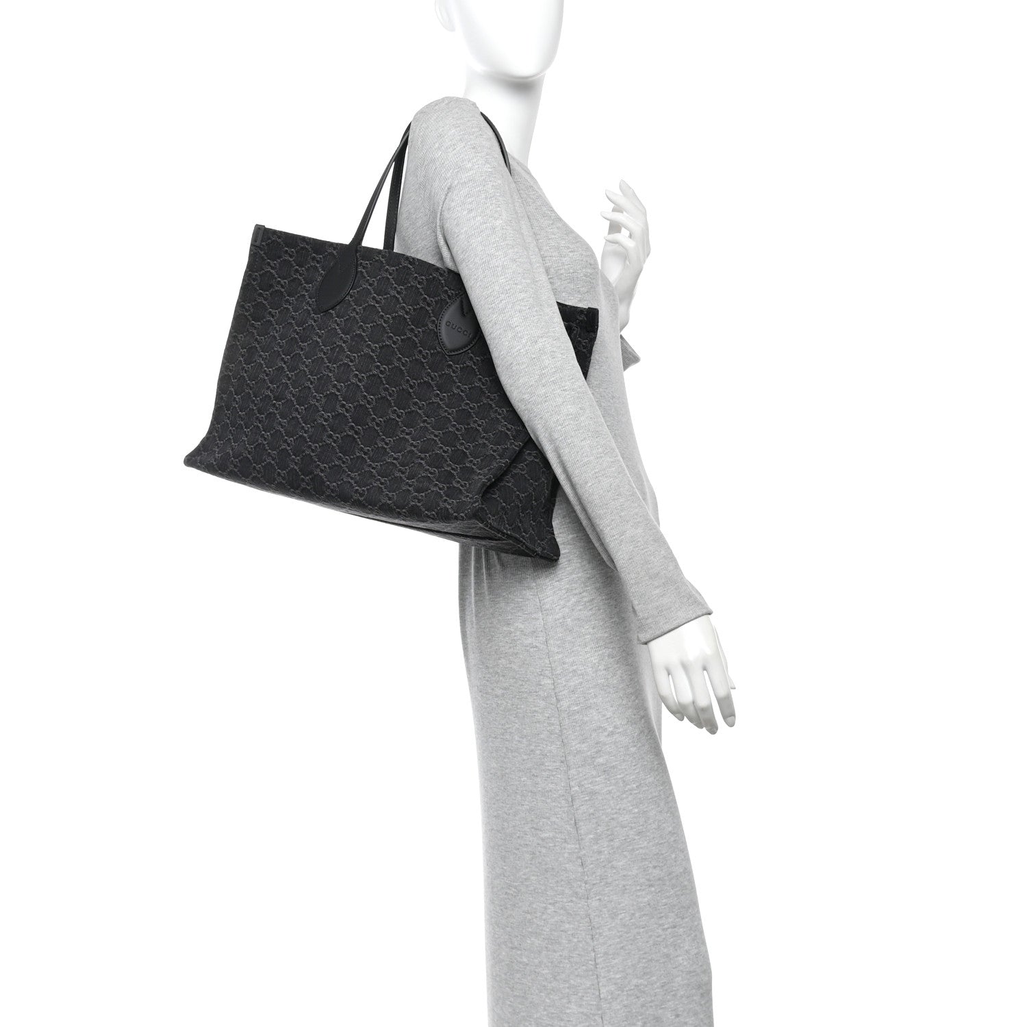 Gucci Denim Ophidia GG Monogram Large Tote Black Grey 2 of 11