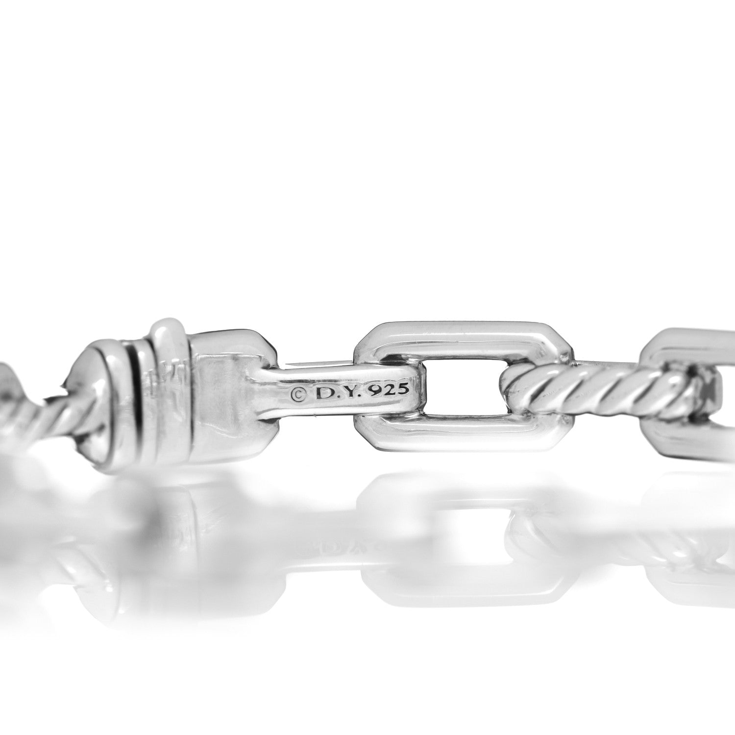 David Yurman Sterling Silver Diamond 7mm Stax Link Bangle Bracelet 4 of 4