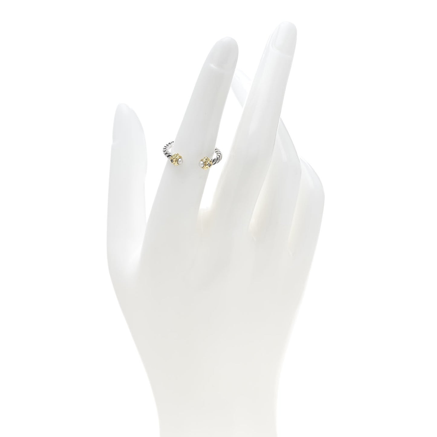 Sterling Silver 14K Yellow Gold Diamond Pearl Renaissance Ring 50 5.25
