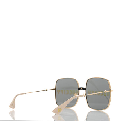 Gucci Metal Rectangular Guccify Frame Sunglasses GG0414S Gold 3 of 8