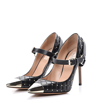 Valentino Garavani Nappa Rockstud Spike Mary Jane 105mm Pumps 39 Black 3 of 8
