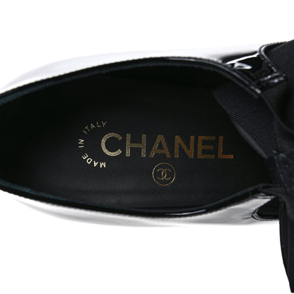 Chanel Patent Calfskin Grosgrain Bow Mary Jane Flats 37 Black 7 of 9