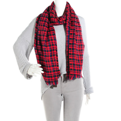 Louis Vuitton Cashmere Wool Etole Monogram Checks Scarf Rouge 2 of 6