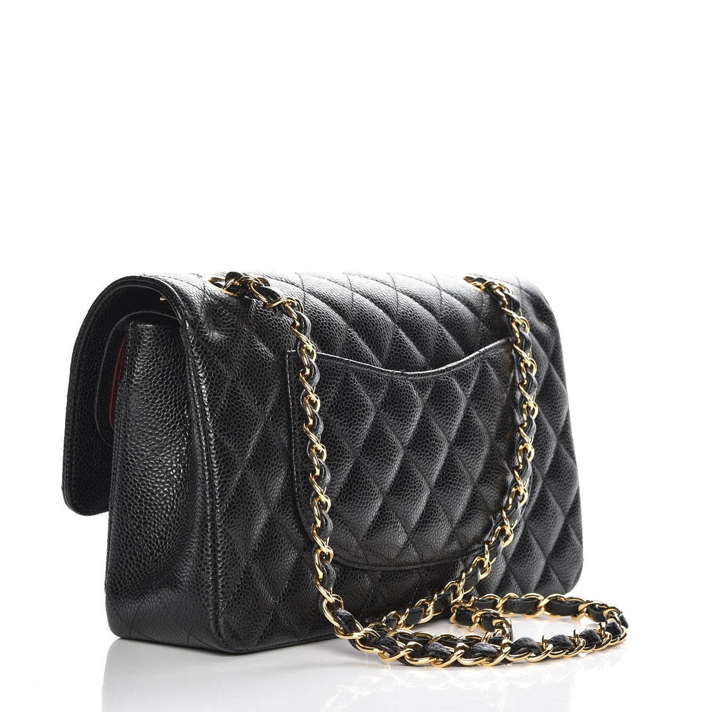 Caviar Quilted Medium Double Flap Black