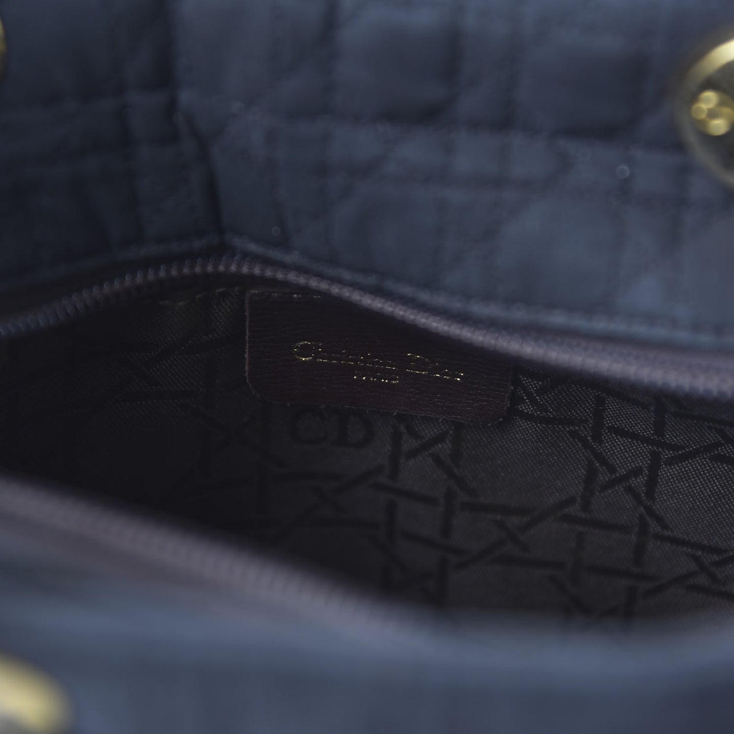 Nylon Cannage Stitched Medium Lady Dior Black