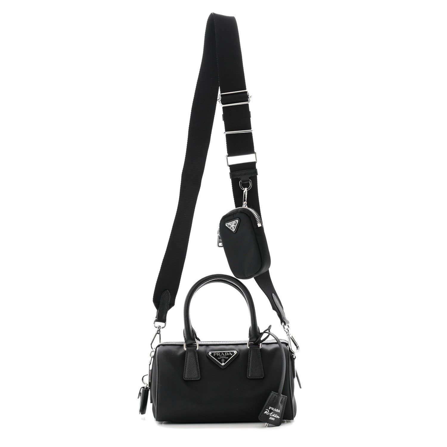 Prada Nylon Saffiano Re-Edition 2005 Top Handle Crossbody Bag Black 1 of 9