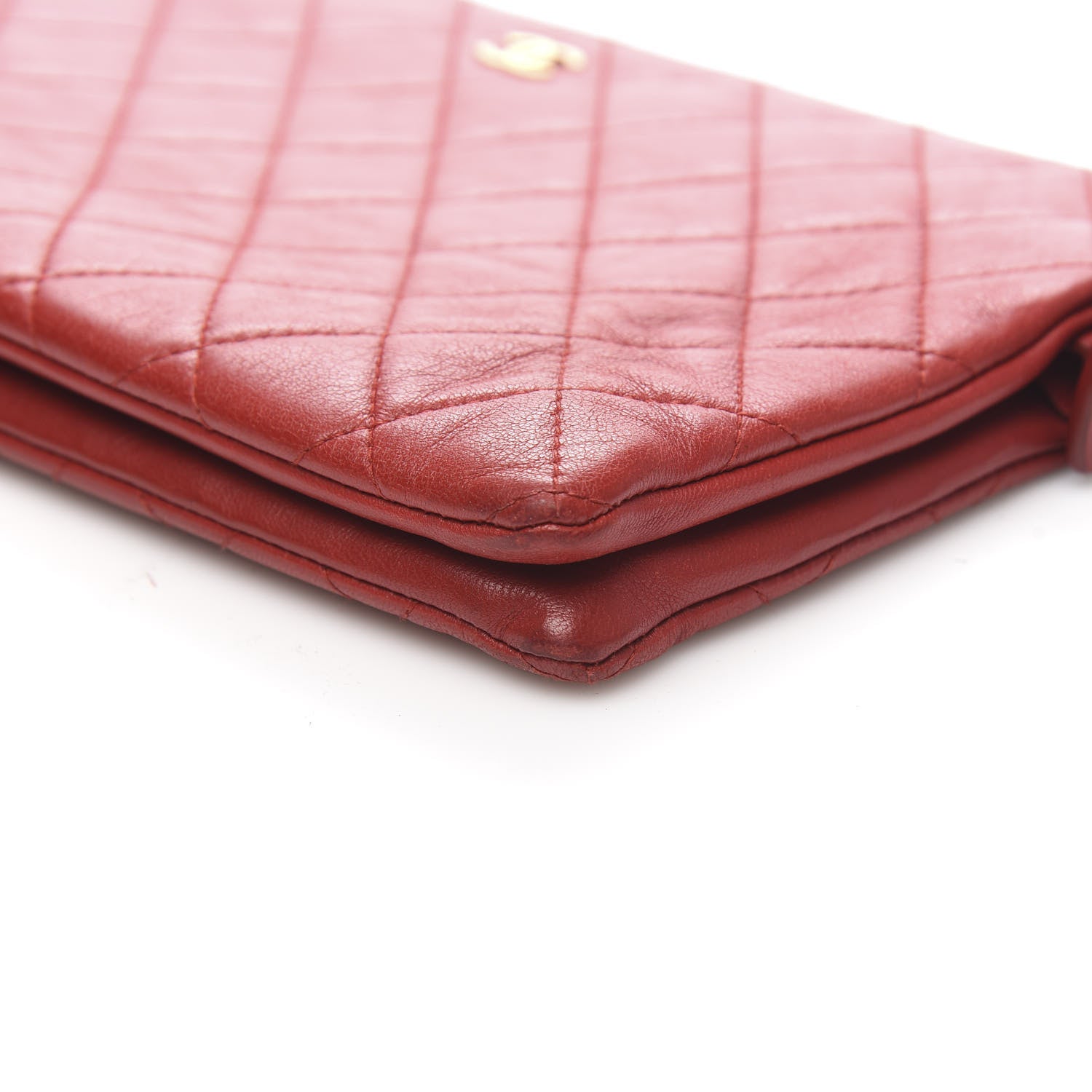 Chanel Lambskin Quilted Small Zipped Pouch Red 9 of 10