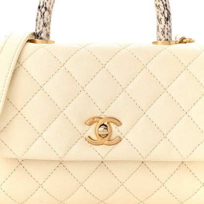Chanel Caviar Elaphe Quilted Mini Coco Handle Flap Ivory 8 of 10