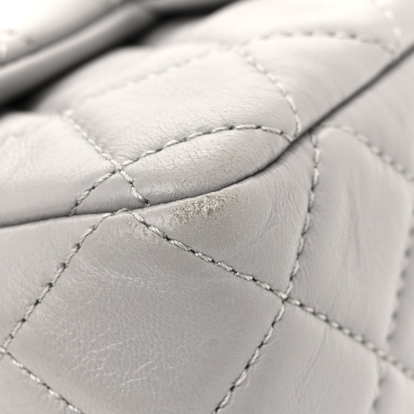 Lambskin Quilted Mini Rectangular Pearl Crush Flap Grey
