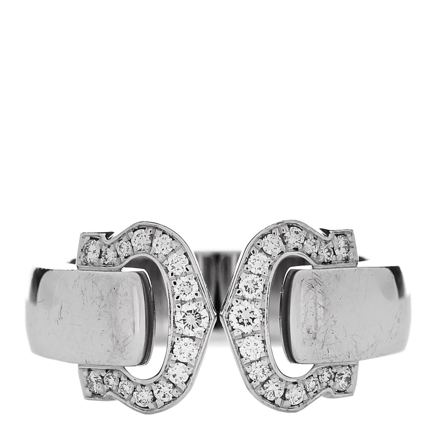 18K White Gold Diamond C De Cartier Ring 50 5.5
